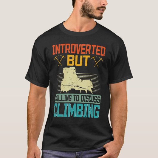 Introverted Climber Vintage Rock Climbing Boulderi T-shirt (Voorkant)