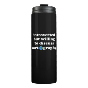 Introverted, maar bereid om cartografie te besprek thermosbeker