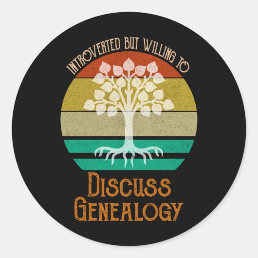 Introverted, maar bereid om de genealogie te bespr ronde sticker (Voorkant)