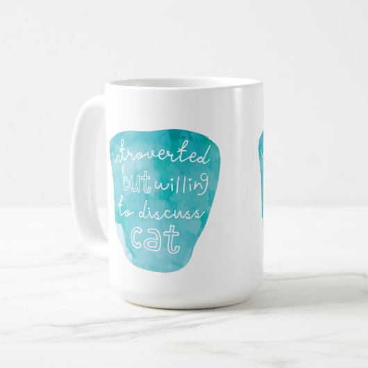 Introverted, maar bereid om katten te bespreken koffiemok (Voorkant links)