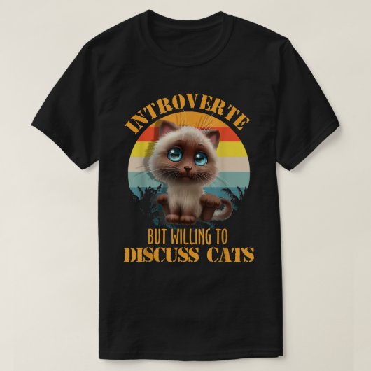 Introverted, maar bereid om katten te bespreken t-shirt (Design voorkant)