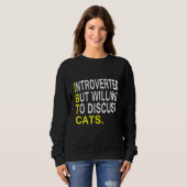 Introverted, maar bereid om katten te bespreken trui (Voorkant volledig)