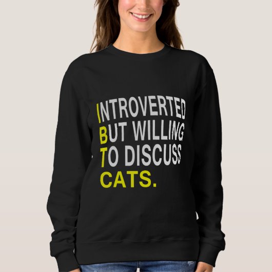Introverted, maar bereid om katten te bespreken trui (Voorkant)