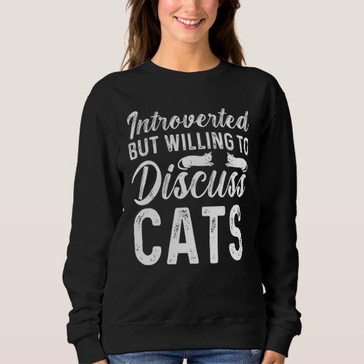 Introverted, maar bereid om katten te bespreken trui (Voorkant)