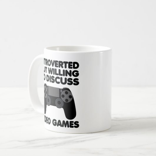 Introverted maar het willen videospellen bespreken koffiemok (Voorkant links)