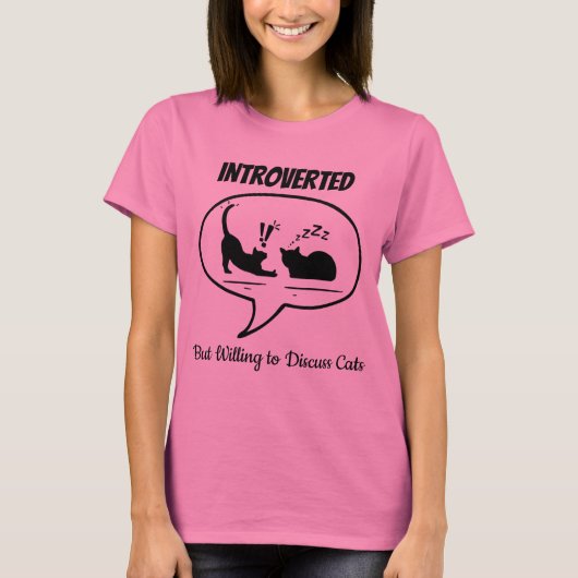 Introverted maar Willing om Katten te bespreken T-shirt (Voorkant)