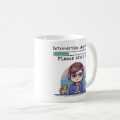 Introverteren in uitvoering – Grappige Retro Pixel Koffiemok (Voorkant rechts)