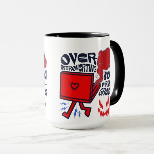 Introverting in Progress Coffee Mok | Grappige mok (Voorkant rechts)