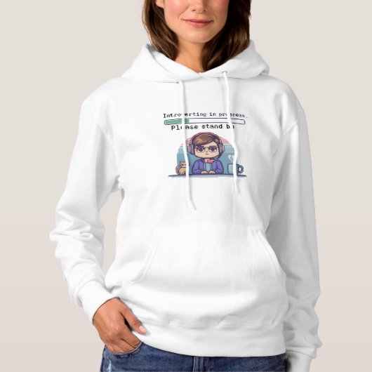 Introverting in uitvoering – Grappige Retro Pixel Hoodie (Voorkant)