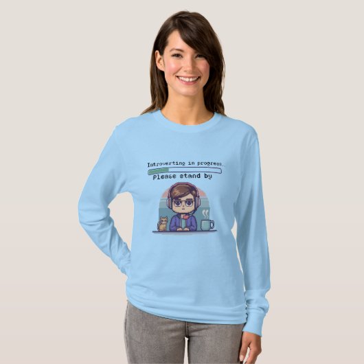 Introverting in uitvoering – Grappige Retro Pixel T-shirt (Voorkant volledig)