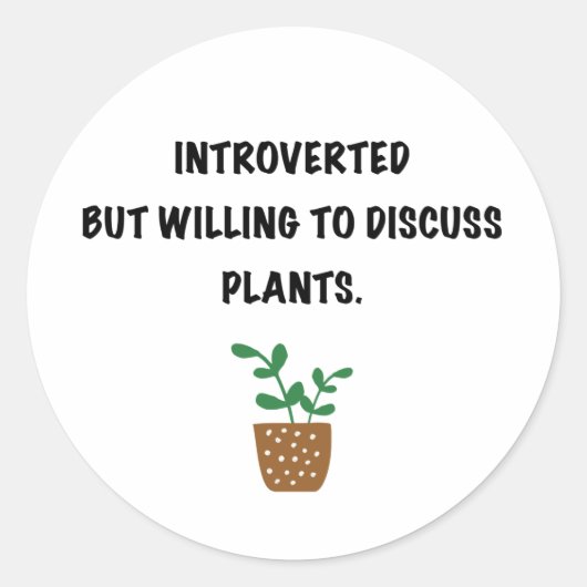 Introverts en planten ronde sticker (Voorkant)