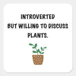 Introverts en planten vierkante sticker
