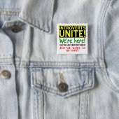 Introverts Unite Funny Button Badge Pin (In situ)