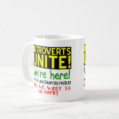 Introverts Unite Funny Mug of Travel Mug Koffiemok (Voorkant links)
