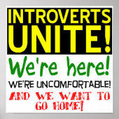 Introverts Unite Funny Poster Sign (Voorkant)