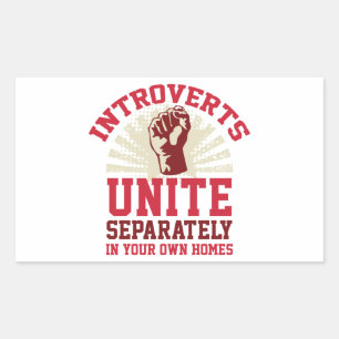 Introverts verenigen rechthoekige sticker