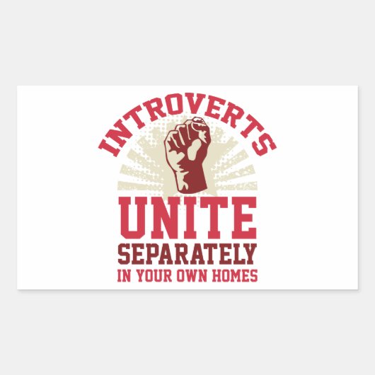 Introverts verenigen rechthoekige sticker (Voorkant)