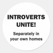 Introverts verenigen. ronde sticker (Voorkant)