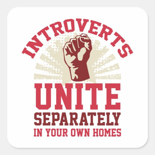 Introverts verenigen vierkante sticker (Voorkant)