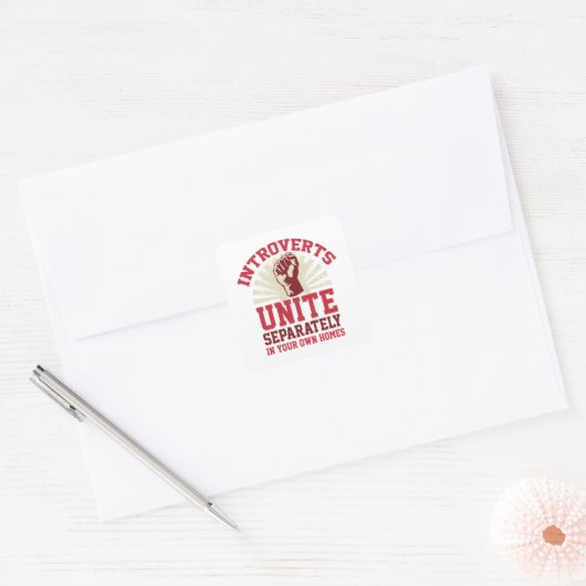 Introverts verenigen vierkante sticker (Envelop)