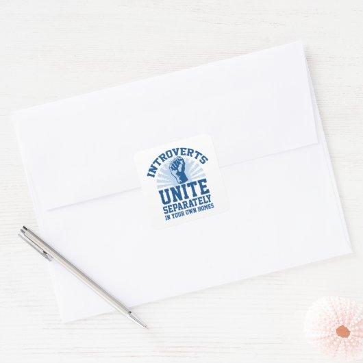 Introverts verenigen vierkante sticker (Envelop)