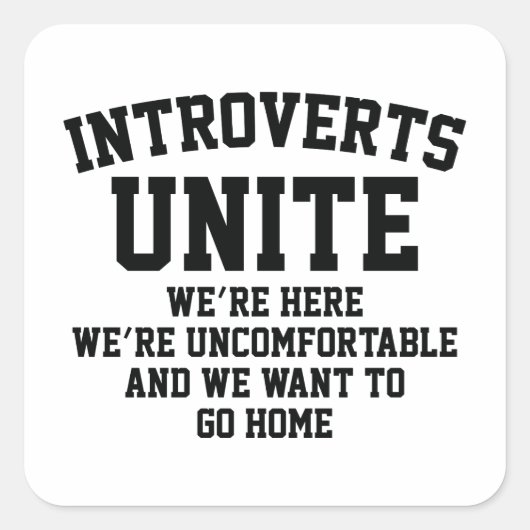 Introverts verenigen vierkante sticker (Voorkant)