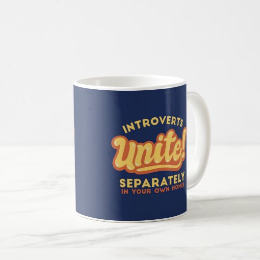 Introverts verenigt Funny Introvert Citaat Koffiemok (Voorkant rechts)