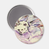 Intuïtieve Abstracte Creamy White Lavender Magneet (Voorkant / Achterkant)