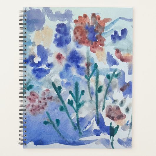 Intuïtieve blauwe bloemen planner (Voorkant)