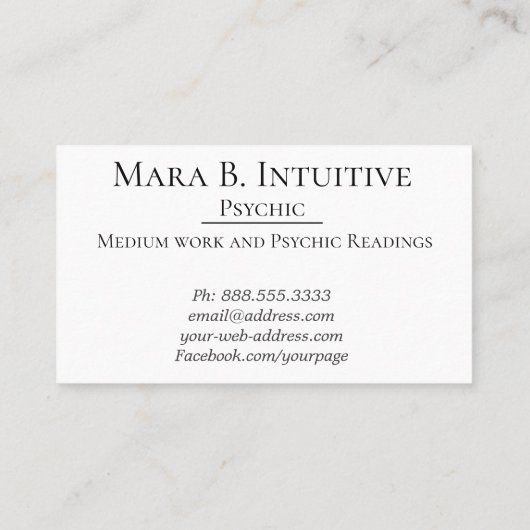 *~* Intuïtieve Psychische Reader Middelgrote Water Visitekaartje (Achterkant)