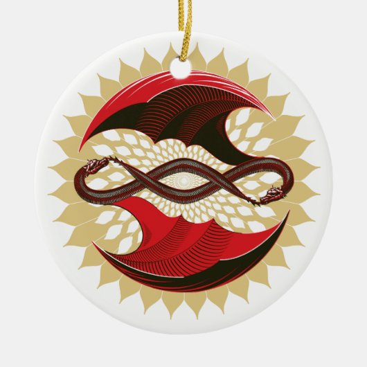 Intwind Dragons Keramisch Ornament (Voorkant)