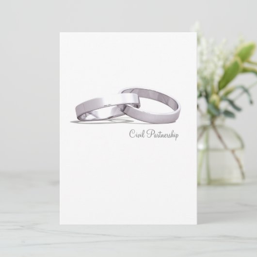 Intwind Rings Silver BLK Civil Partnership Invite Kaart (Staand voorkant)
