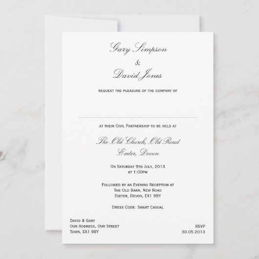 Intwind Rings Silver BLK Civil Partnership Invite Kaart (Achterkant)