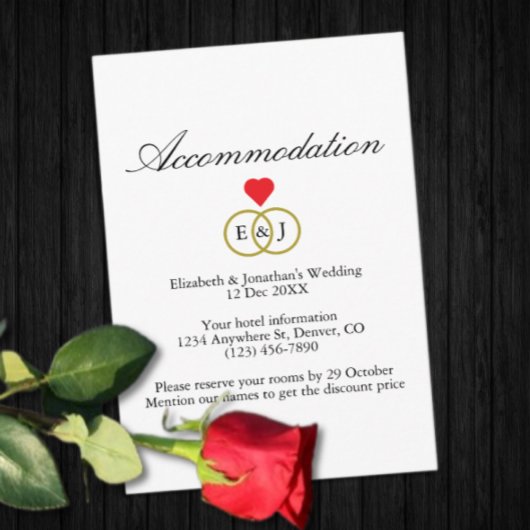 Intwind Rings Wedding Accommodatie Card Informatiekaartje