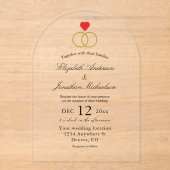 Intwind Rings Wedding Acryl Uitnodigingen (Voorkant)