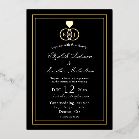 Intwind Rings Wedding Folie Uitnodiging (Voorkant)