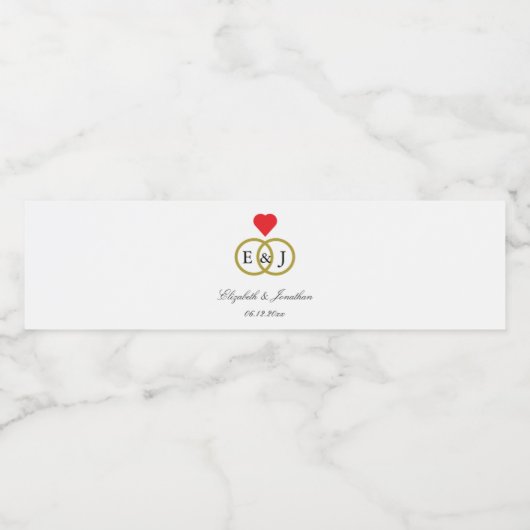 Intwind Rings Wedding Waterfles Etiket (Enkel label)