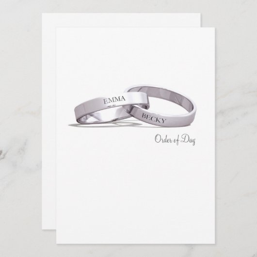 Intwined Rings Silver - Orde van Dag/Ceremonie Kaart (Voorkant / Achterkant)