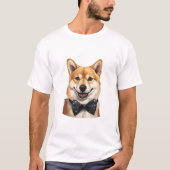 Inu Dog Wearing Bow Stropdas T-shirt (Voorkant)