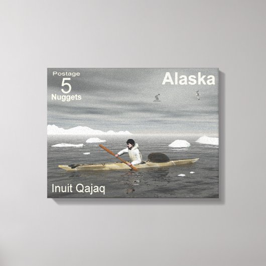 Inuit Kayak - Alaska Postage Canvas Afdruk (Voorkant)
