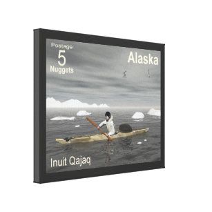 Inuit Kayak - Alaska Postage Canvas Afdruk