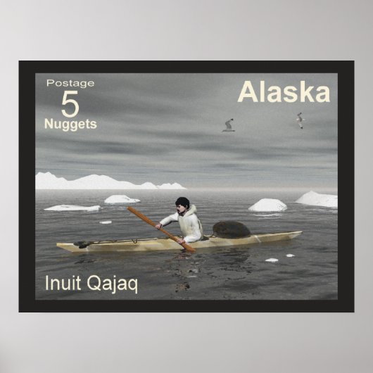 Inuit Kayak - Alaska Postage Poster (Voorkant)
