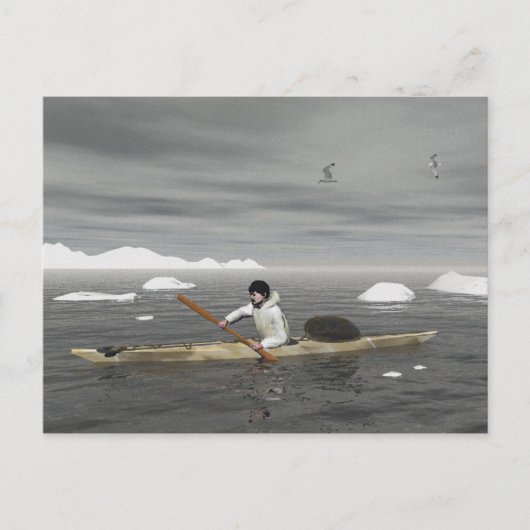 Inuit Kayak Briefkaart (Voorkant)