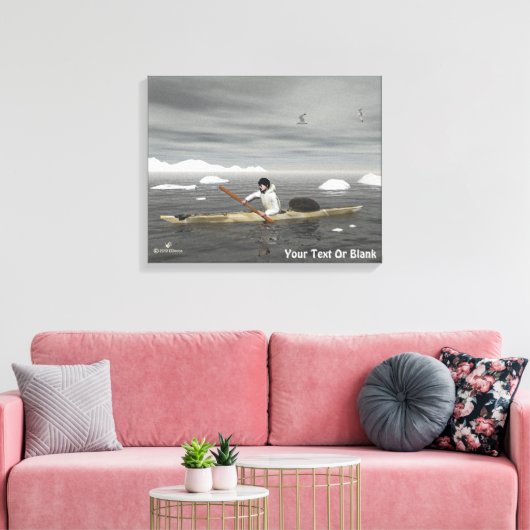 Inuit Kayak Canvas Afdruk (Insitu (Woonkamer))