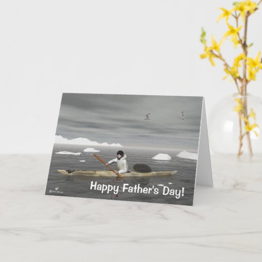 Inuit Kayak-Vaderdag Kaart (Gele Bloem)