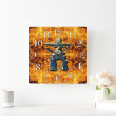 Inukshuk & Fire Native American Spirit Stones Vierkante Klok (Huis)