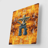 Inukshuk & Fire Native American Spirit Stones Vierkante Klok (Hoek)