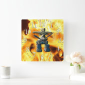 Inukshuk & Fire Native American Spirit Stones Vierkante Klok (Huis)