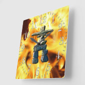 Inukshuk & Fire Native American Spirit Stones Vierkante Klok (Hoek)