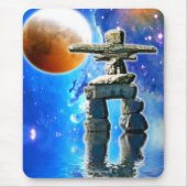 Inukshuk Moon & Space Fantasy Art Mousepad Muismat (Voorkant)